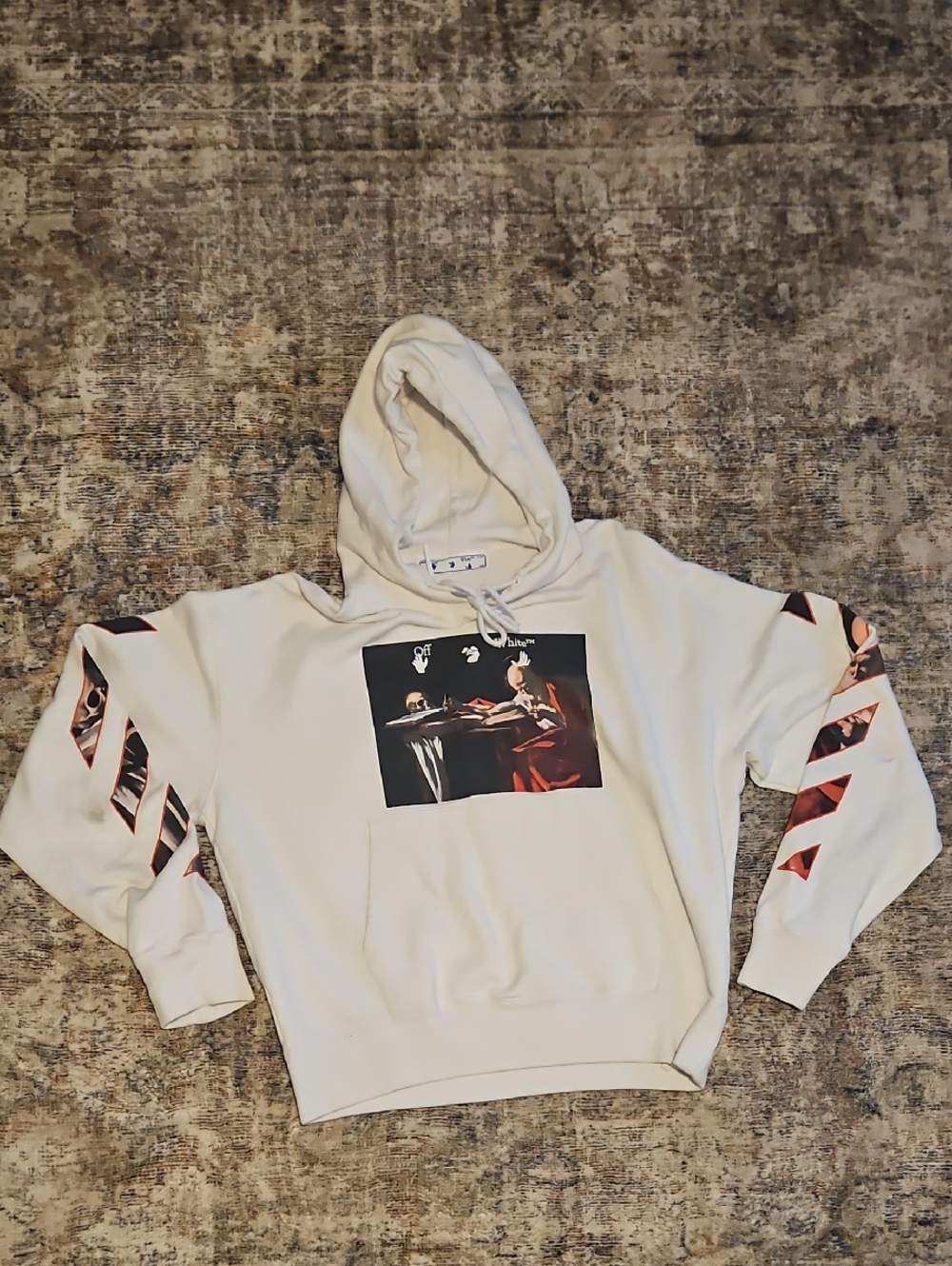 Off-White White Virgil Abloh Hoodie with Carvaggio Oversized Fit VNDS